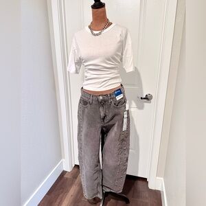 Old Navy Gray Barrel Leg Jeans NWT Size 10 High Rise